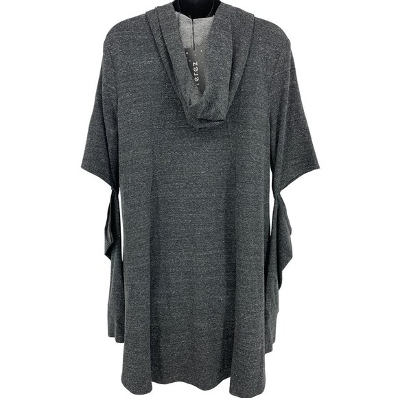Terez Women Gray Sweater Jacket Top Large Short Sleeve Cut Out Asymmetrical New - Picture 8 of 11